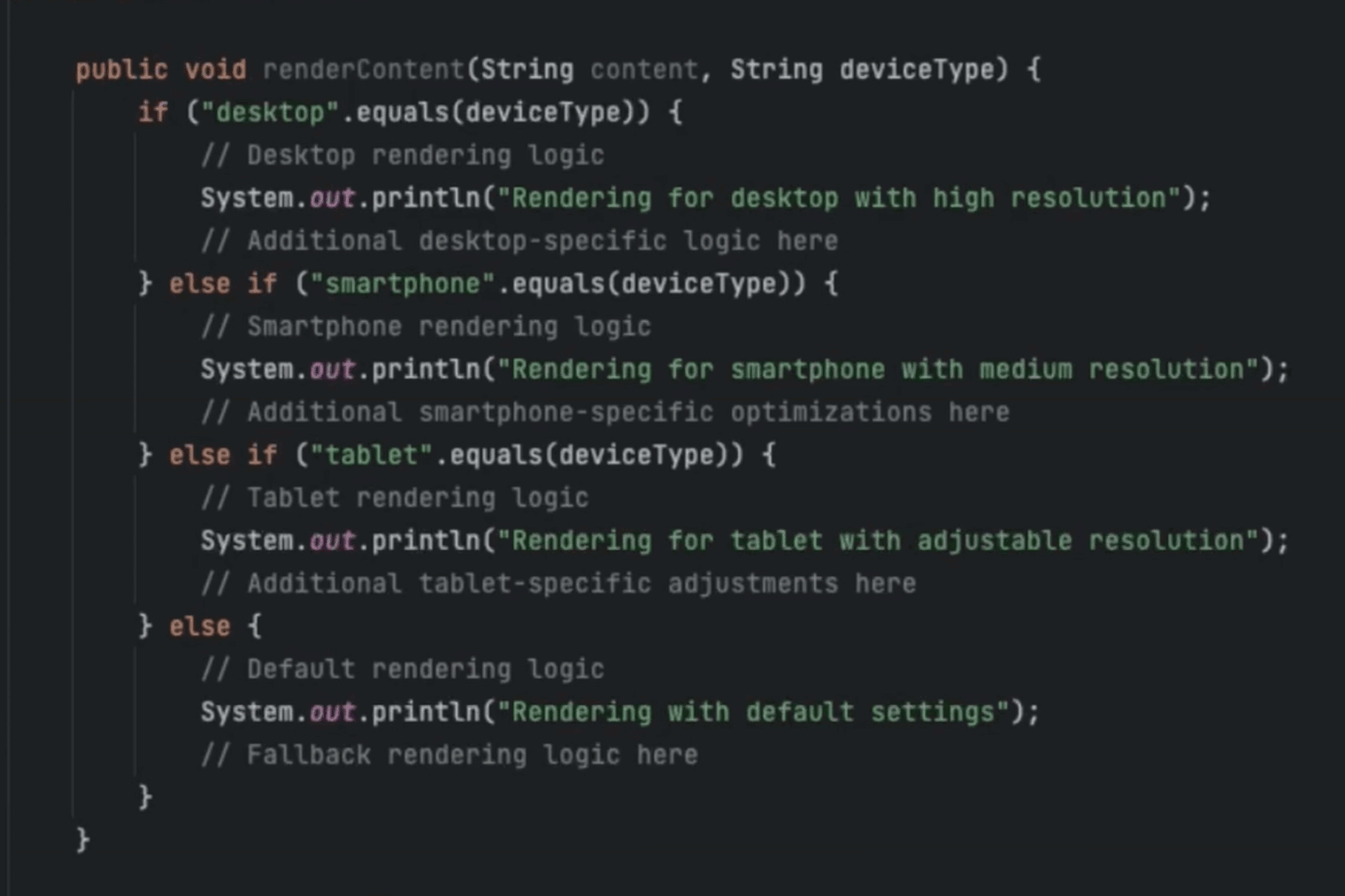 Animation showing numerous if-else statements being replaced by the word 'SOLID', which is then crossed out with a red X, indicating the violation of SOLID principles.